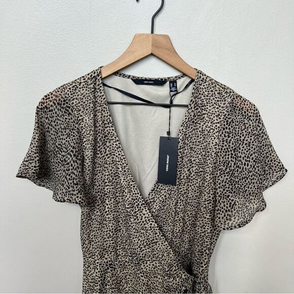 NWT ASOS Vero Moda Wrap Dress Nomad Lola Leopard Cheetah Sz Medium Animal Print - Picture 4 of 11